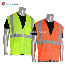 High Visibility Green/Orange Mesh Heavy Duty Safety Vest Class2 Reflective Two Pocket Value Waistcoat With Hook and Loop Closure